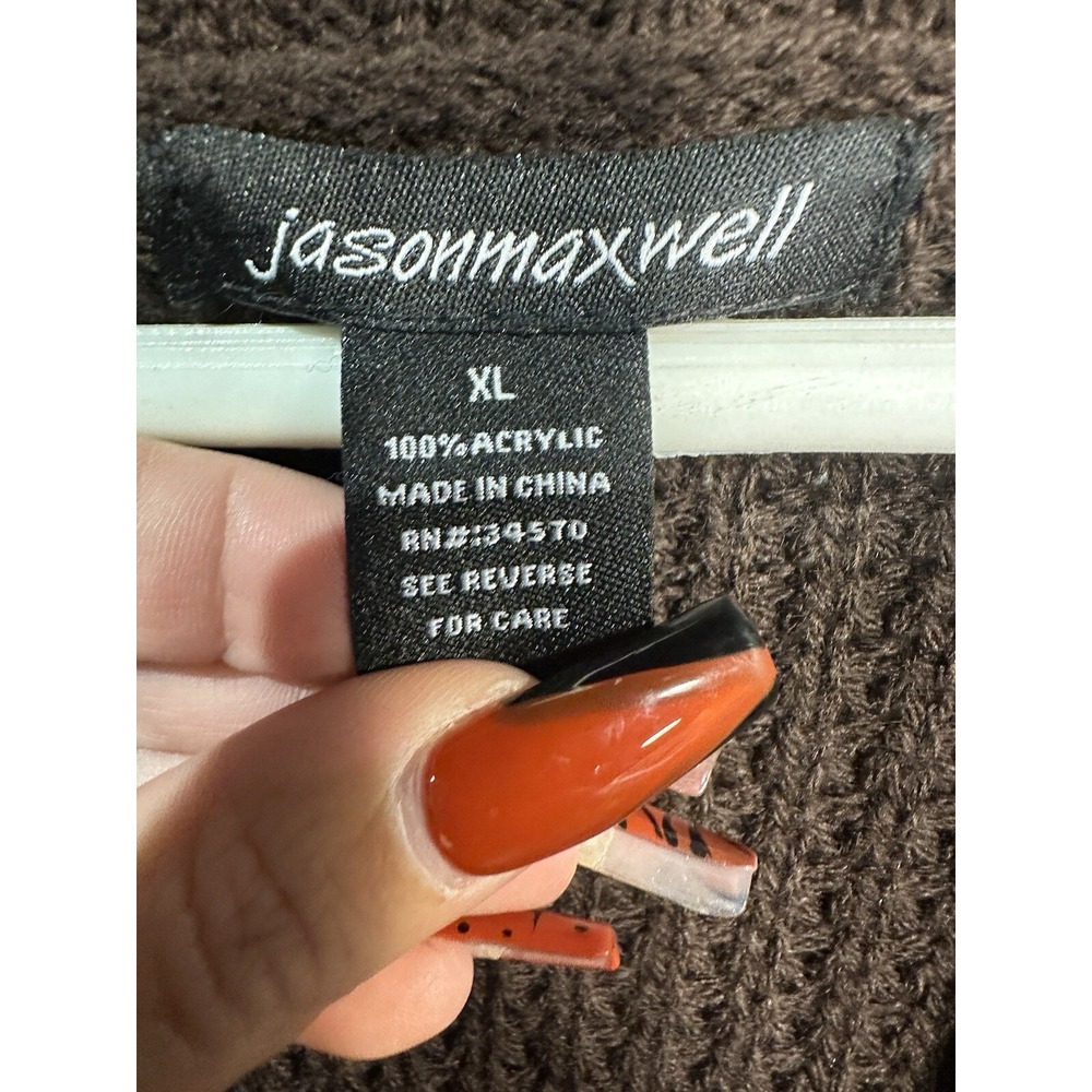 jason maxwell womens brown short sleeve knit sweater button cardigan size XL - Picture 3 of 4